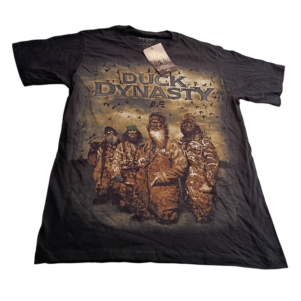 Duck Dynasty Men's Small Black Graphic T-Shirt A&E Robertson Family Camo '13 WT